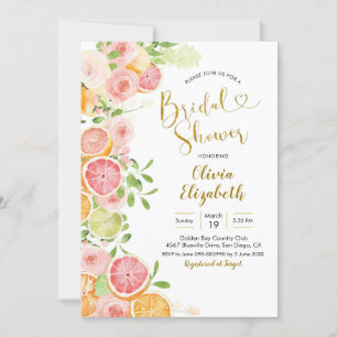 Grapefruit Citrus Fruit Bridal Shower Invitation