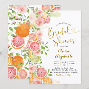 Grapefruit Citrus Fruit Bridal Shower Invitation