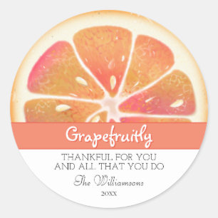 Grapefruit Citrus Fruit   Thank You Classic Round Sticker