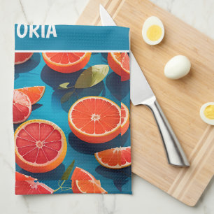 Grapefruit juicy Rainbow Custom Pattern Tea Towel