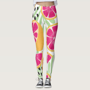 Grapefruit & Leaves: Tropical Vintage Leggings