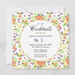 Grapefruit Lemon Orange Citrus Fruit Mix Cocktails Invitation