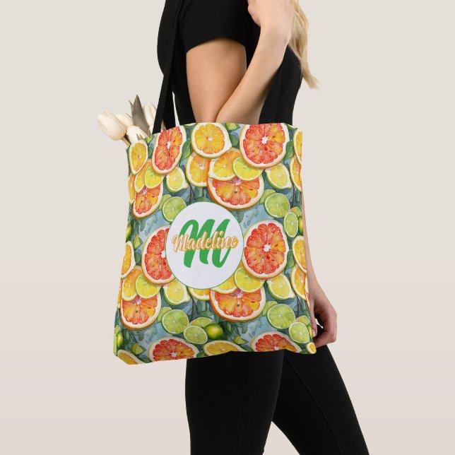 Grapefruit, Lemons, Limes and Oranges Citrus Tote Bag (Close Up)