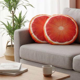 Grapefruit pomelo slice round cushion