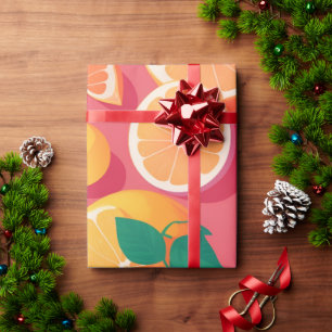 Grapefruit Retro Colourful Personalised Pattern Wrapping Paper