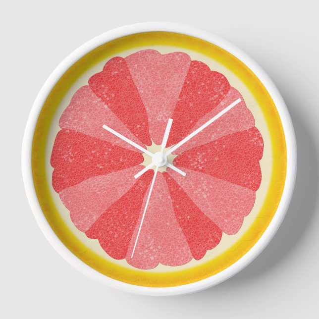 Grapefruit Slice Pop Art Minimalist Kitchen Food Wall Clock (Front)