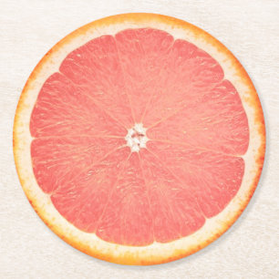 Grapefruit Slice Round Paper Coaster