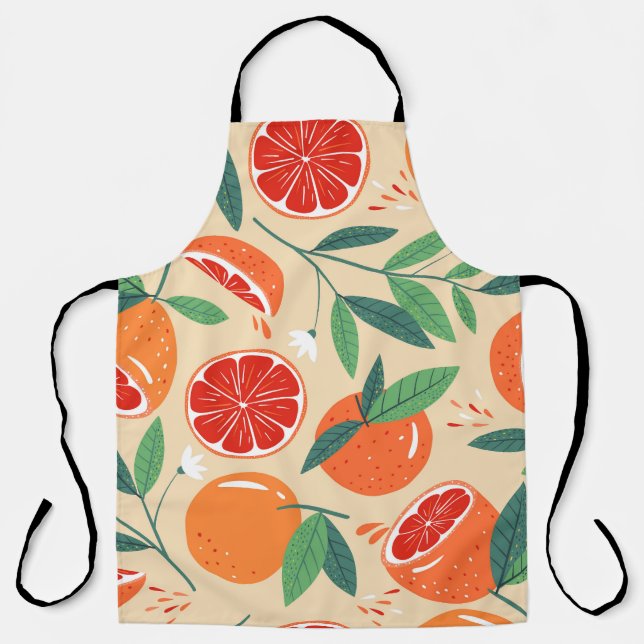 Grapefruit slices, modern seamless pattern. apron (Front)