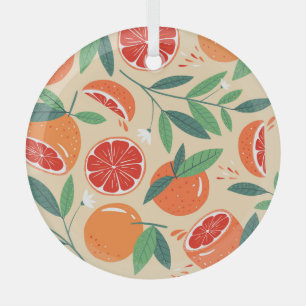 Grapefruit slices, modern seamless pattern. glass tree decoration