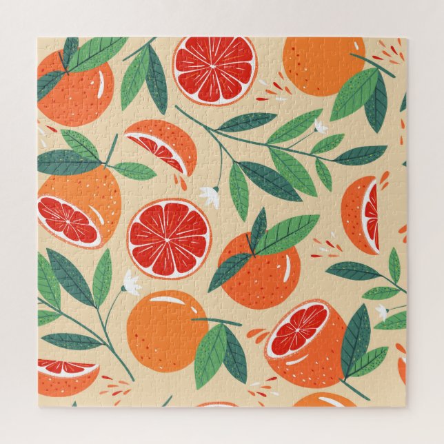 Grapefruit slices, modern seamless pattern. jigsaw puzzle (Vertical)