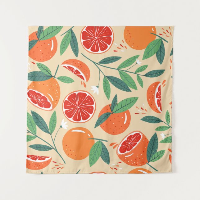Grapefruit slices, modern seamless pattern. tapestry (Front)