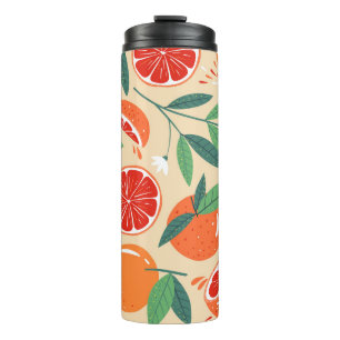 Grapefruit slices, modern seamless pattern. thermal tumbler