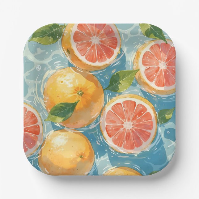 Grapefruit Splash Paper Plate (Front)