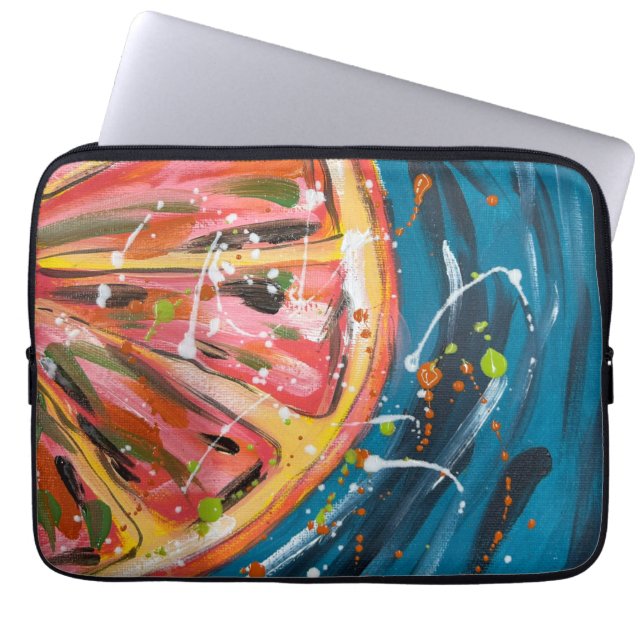 Grapefruit Vibrant Fruit Art Laptop Sleeve (Front)