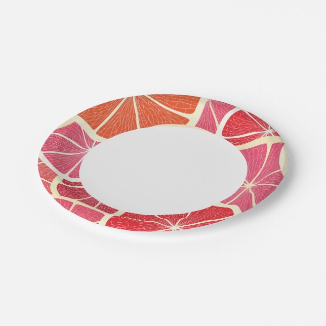 Grapefruit vintage background paper plate (Angled)