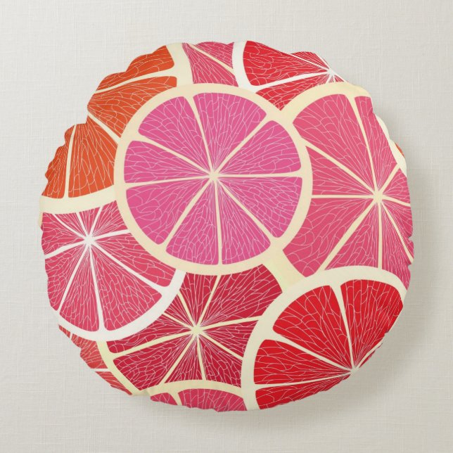 Grapefruit vintage background round cushion (Front)