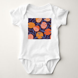 Grapefruit Vintage, Tropical Fruit Pattern. Baby Bodysuit