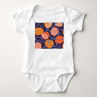 Grapefruit Vintage, Tropical Fruit Pattern. Baby Bodysuit