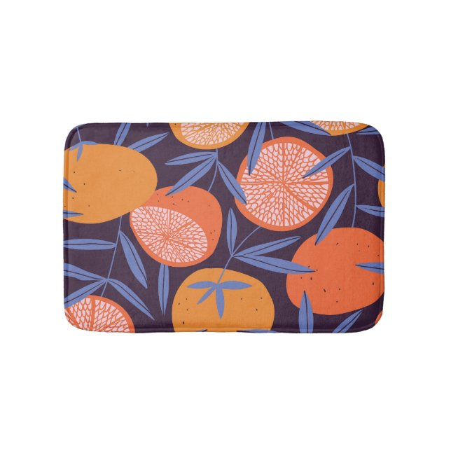 Grapefruit Vintage, Tropical Fruit Pattern. Bath Mat (Front)