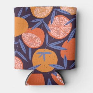 Grapefruit Vintage, Tropical Fruit Pattern. Can Cooler