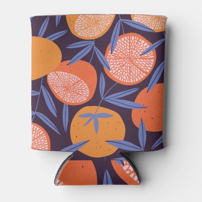 Grapefruit Vintage, Tropical Fruit Pattern. Can Cooler (Front)