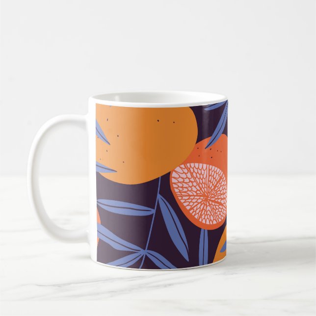 Grapefruit Vintage, Tropical Fruit Pattern. Coffee Mug (Left)