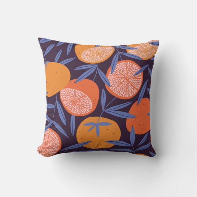 Grapefruit Vintage, Tropical Fruit Pattern. Cushion (Front)