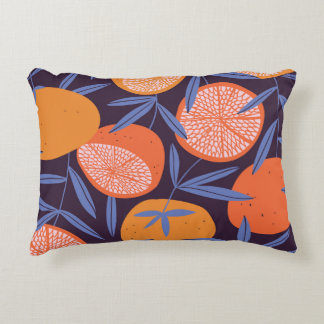 Grapefruit Vintage, Tropical Fruit Pattern. Decorative Cushion