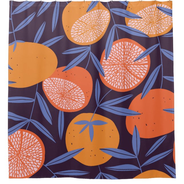 Grapefruit Vintage, Tropical Fruit Pattern. Shower Curtain (Front)