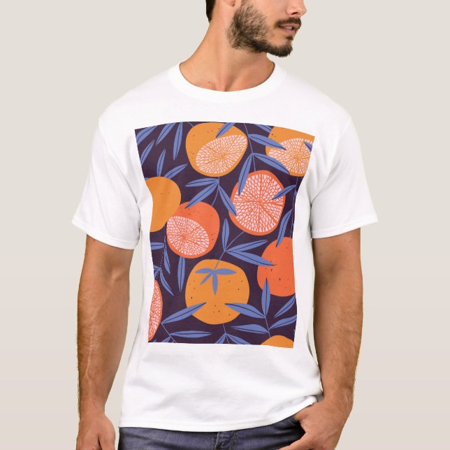 Grapefruit Vintage, Tropical Fruit Pattern. T-Shirt (Front)