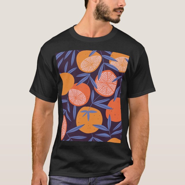 Grapefruit Vintage, Tropical Fruit Pattern. T-Shirt (Front)