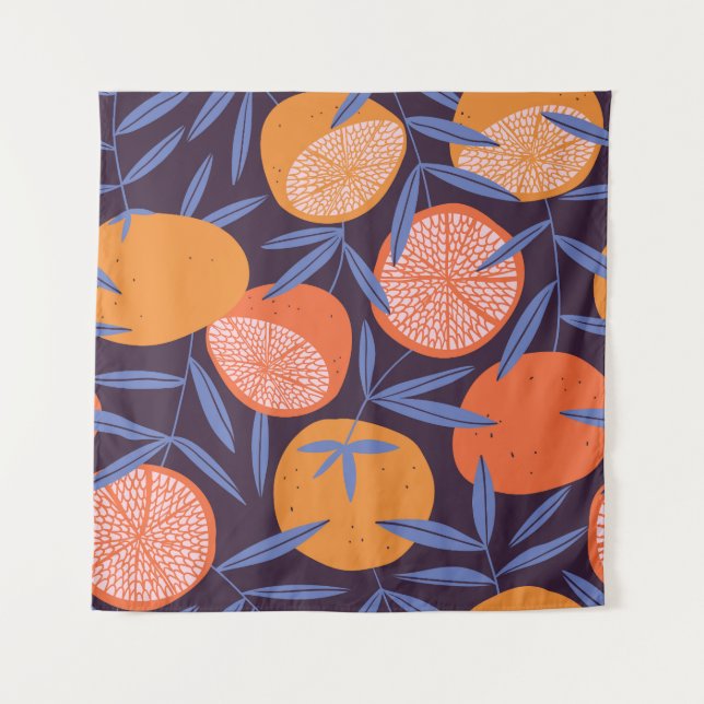 Grapefruit Vintage, Tropical Fruit Pattern. Tapestry (Front)