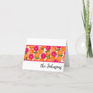 Grapefruit Watercolor Monogram Thank You Card