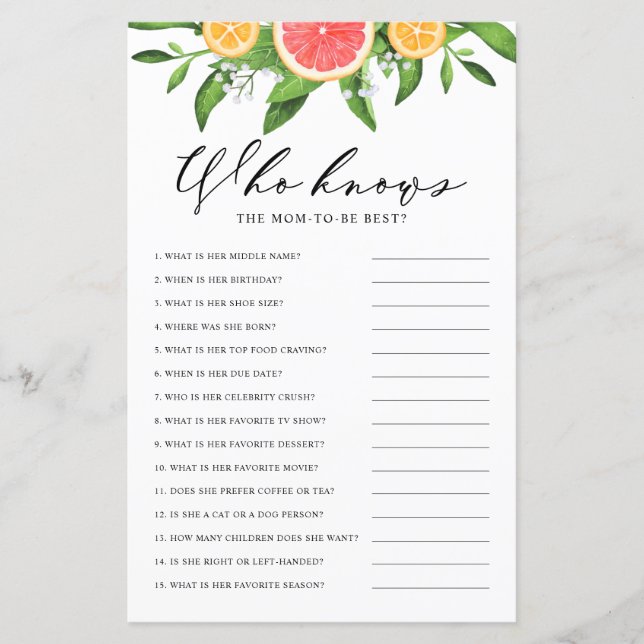 Grapefruit Who Knows Mum the Best Shower Game (Front)