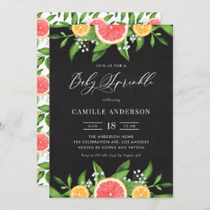 Grapefruits and Oranges Chalkboard Baby Sprinkle Invitation