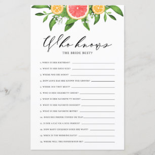 Grapefruits and Oranges Who Knows the Bride Best