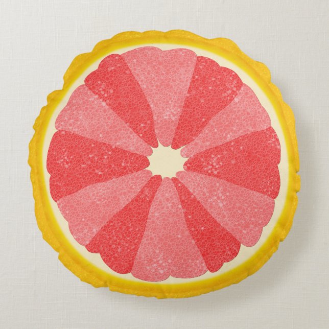 Grapefruits Summer Fruit Slice Cute Whimsical Round Cushion (Front)