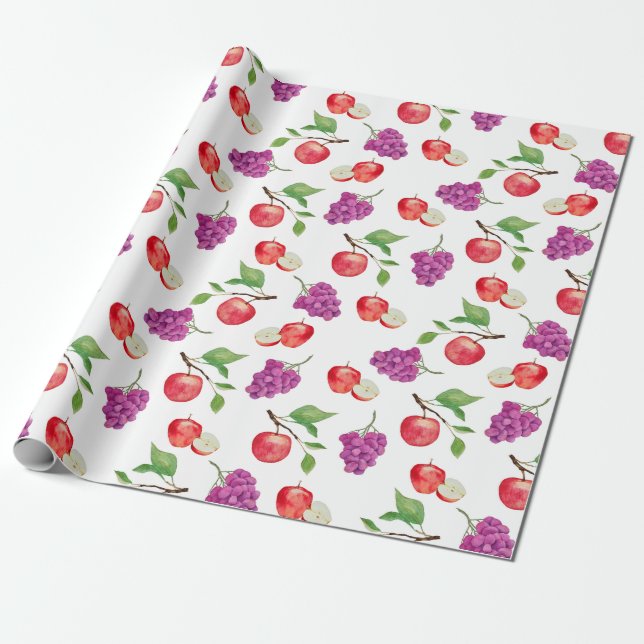Grapes and Apples Fruit Lover  Wrapping Paper (Unrolled)