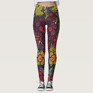 Grapes and flowers leggings