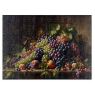 Grapes and Fruit Still Life Painting Cutting Board