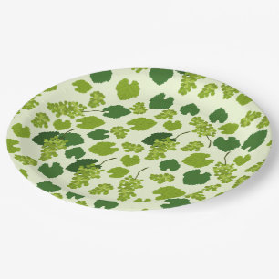 Grapes and Grape Leaves Pattern Paper Plate