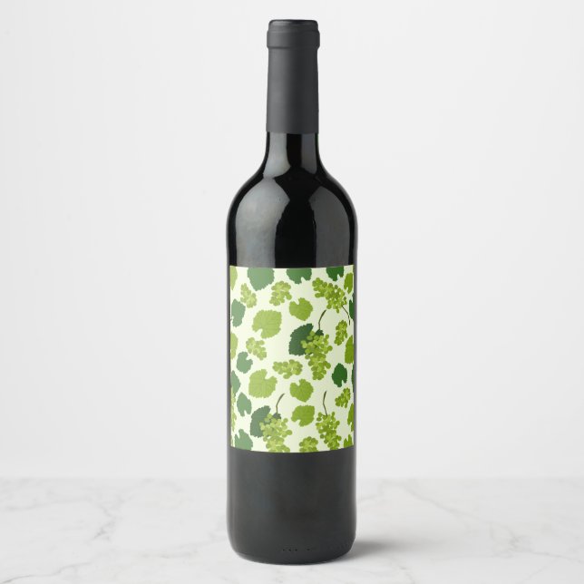 Grapes and Grape Leaves Pattern  Wine Label (Front)