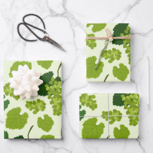 Grapes and Grape Leaves Pattern Wrapping Paper Sheet