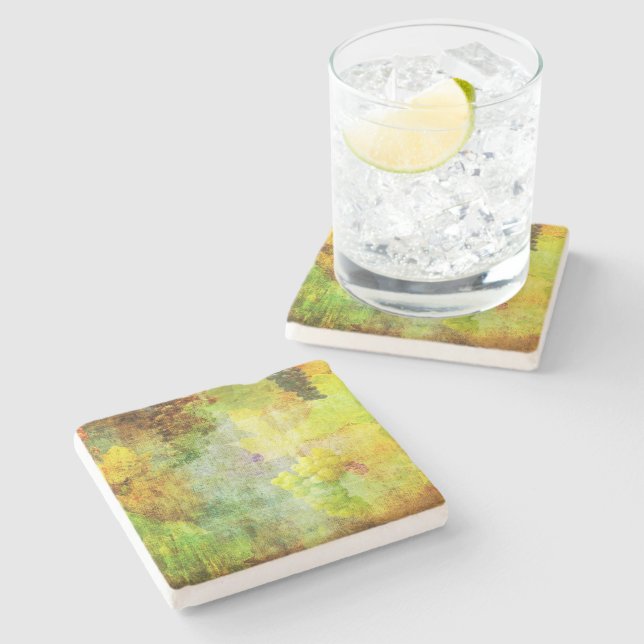 Grapes and Leaves Limestone Coaster (Side)