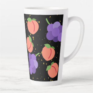 grapes and peaches pattern latte mug