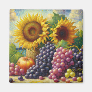 Grapes and Sunflowers Oil Painting Magnet