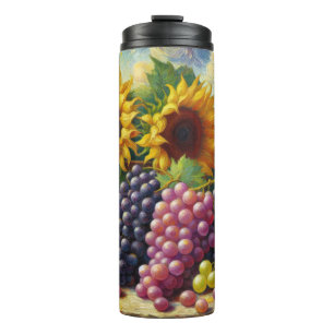 Grapes and Sunflowers Oil Painting Thermal Tumbler