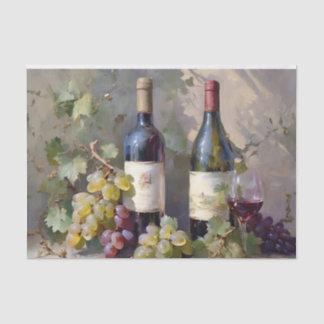 Grapes and Wine Bottles Watercolor Decoupage Tissue Paper