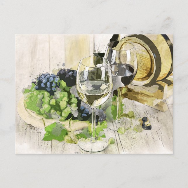 grapes and wine postcard (Front)