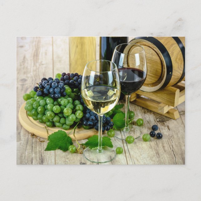 grapes and wine postcard (Front)